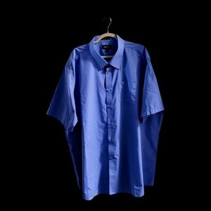 Omega Italy Mens Size 4XL (20-20.5) Indigo Blue Short Sleeve Button Down Shirt